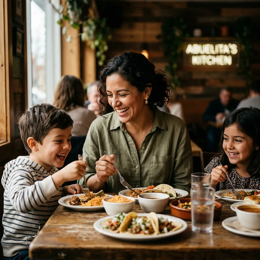 Elena R. enjoying lunch with her kids