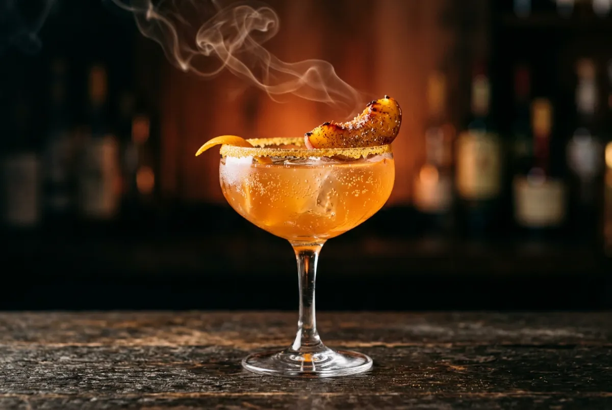 Handcrafted Sparkling Smoked Peach Lemonade
