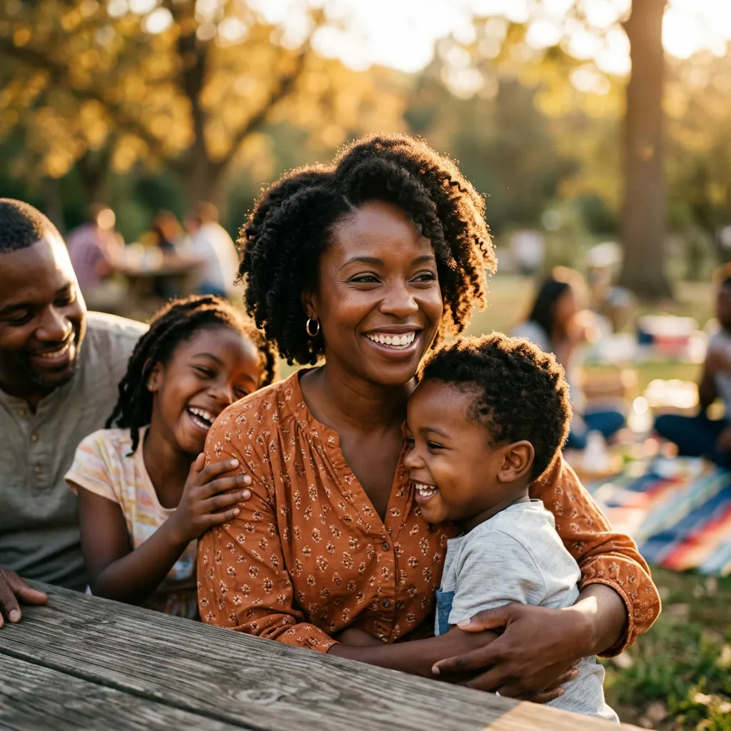 Tanya M. with family at an outdoor picnic