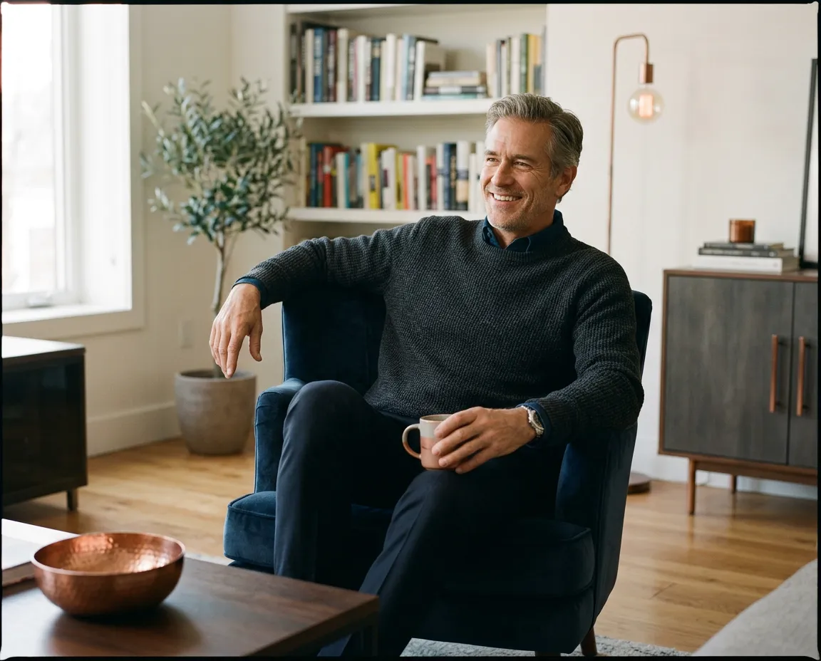 Distinguished mature professional man enjoying a relaxed, confident lifestyle moment