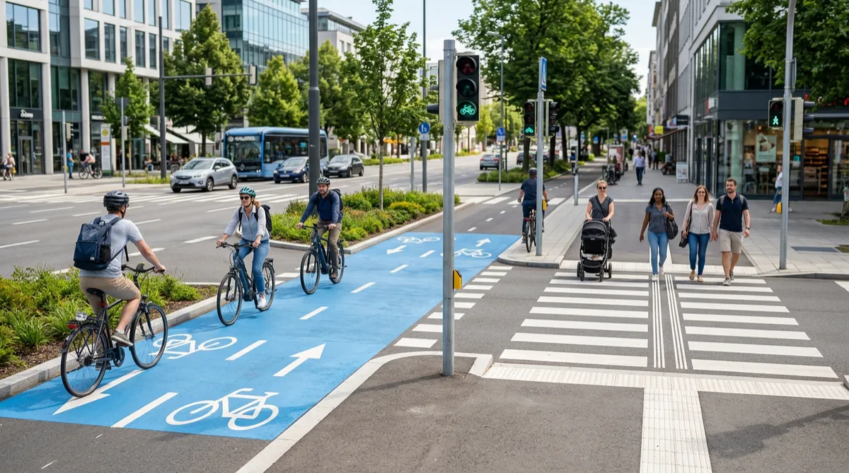 Active travel dedicated cycleway infrastructure and pedestrian crossing design