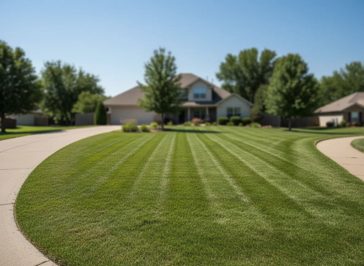 Freshly mowed lawn with clean edging