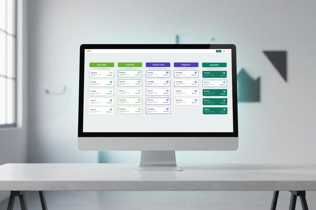 Clean CRM pipeline interface on desktop