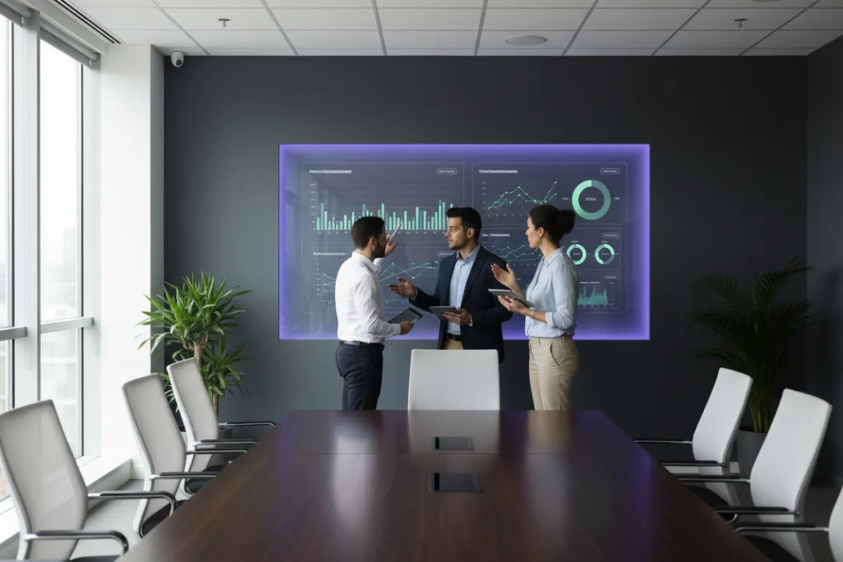 Team analyzing automation performance metrics