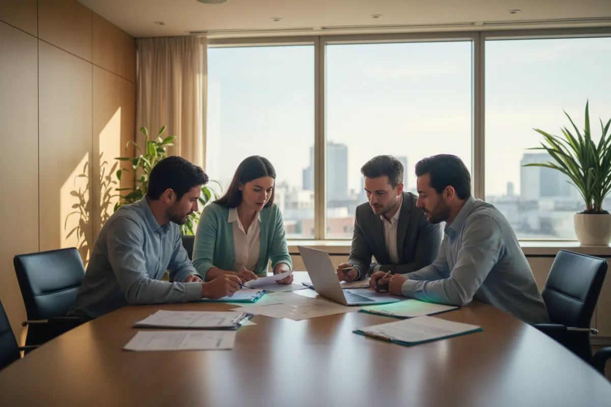 Professional team members reviewing case details
