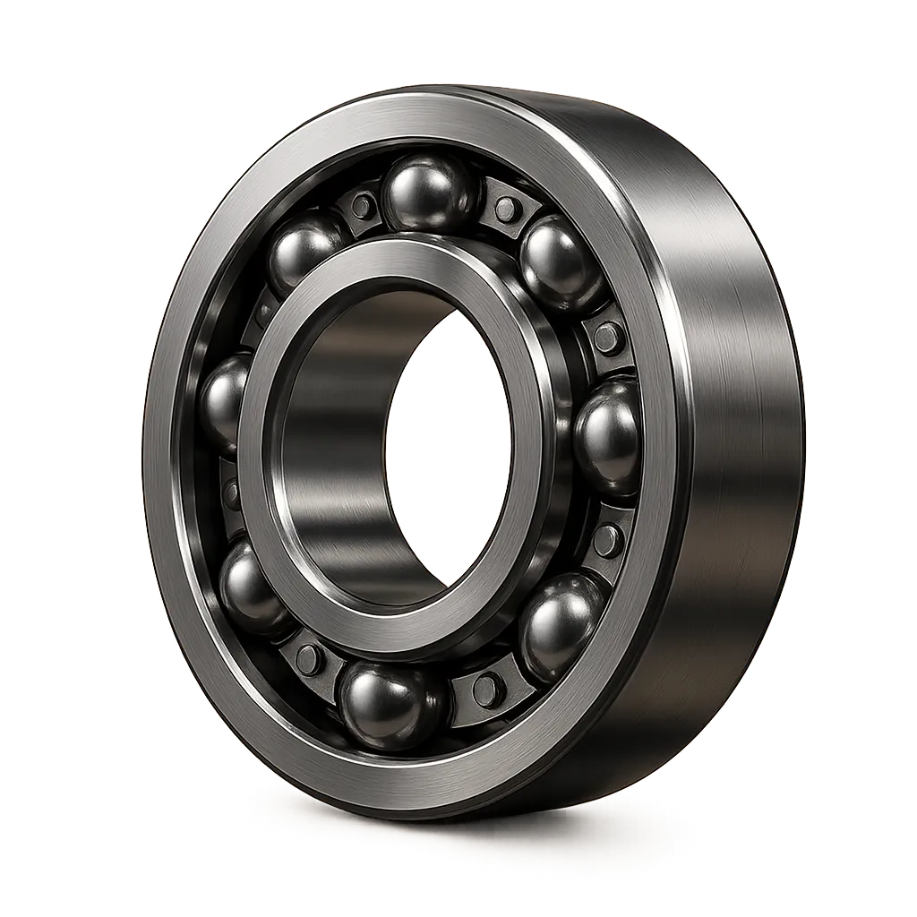 Precision-engineered industrial steel bearing rendering with mechanical details