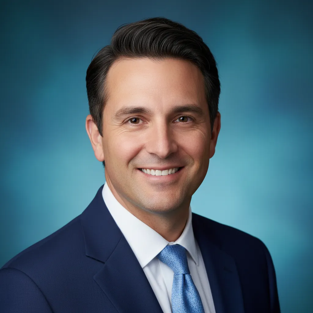 Verified attendee avatar: professional man, early 40s, friendly expression, studio-lit portrait