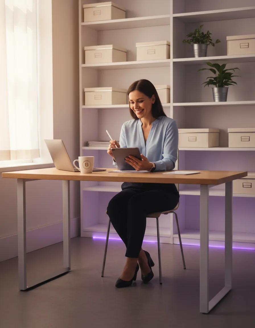 Organized small business owner using Cliennext CRM