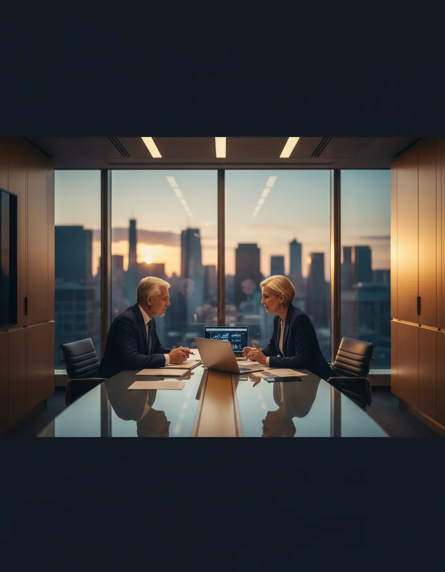 Global corporate executives in a strategic meeting