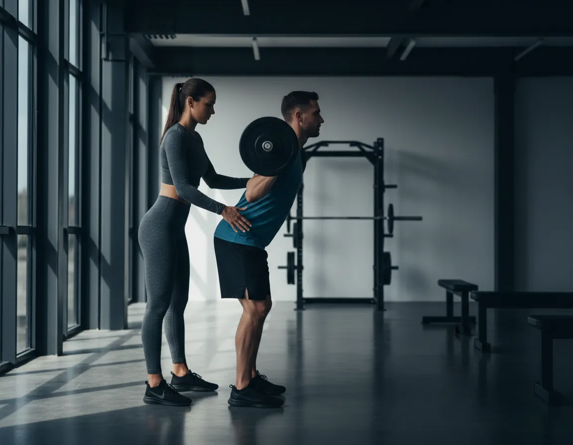 Carolina adjusting a student's posture during a technical exercise.