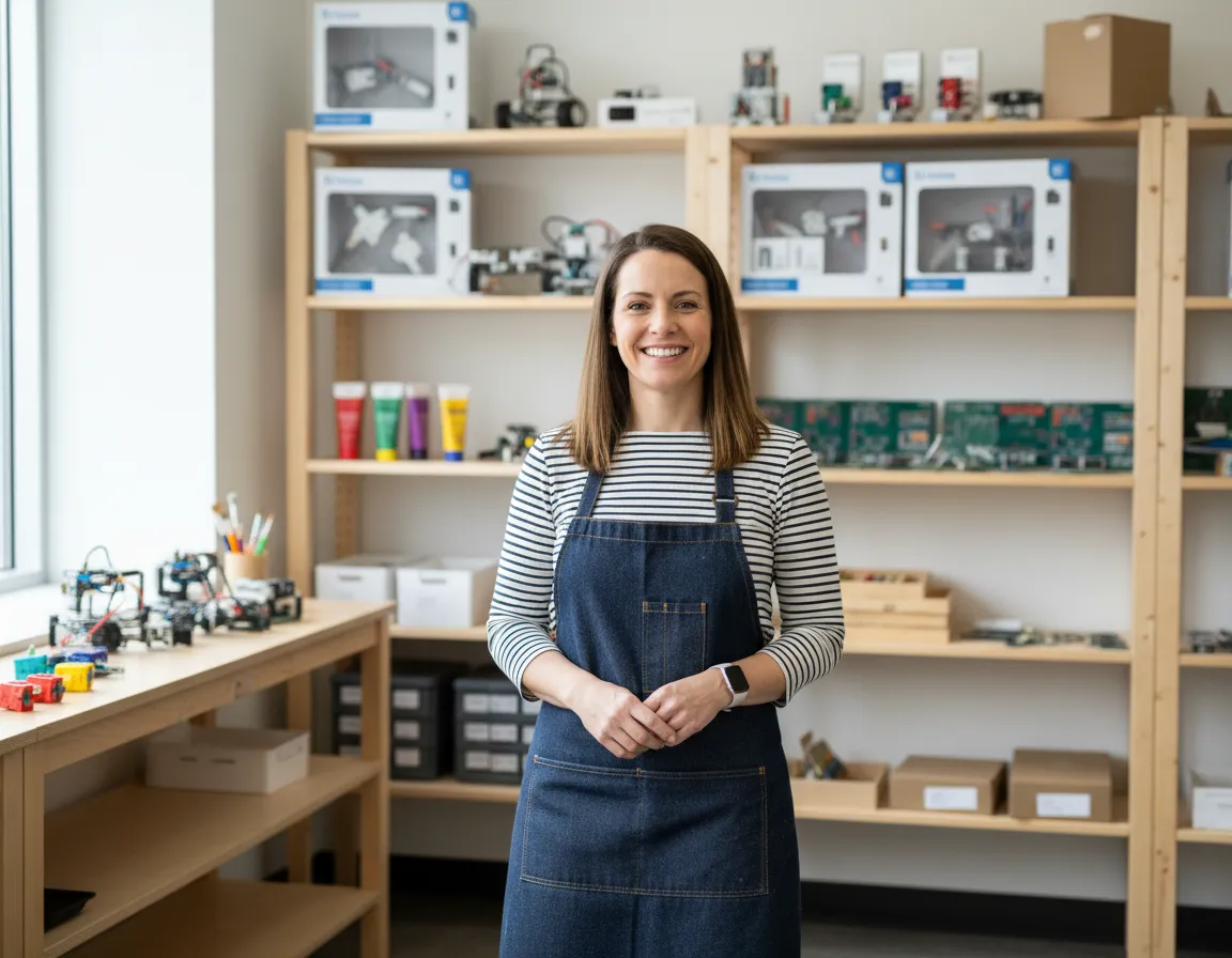 Homeschool instructor smiling in classroom