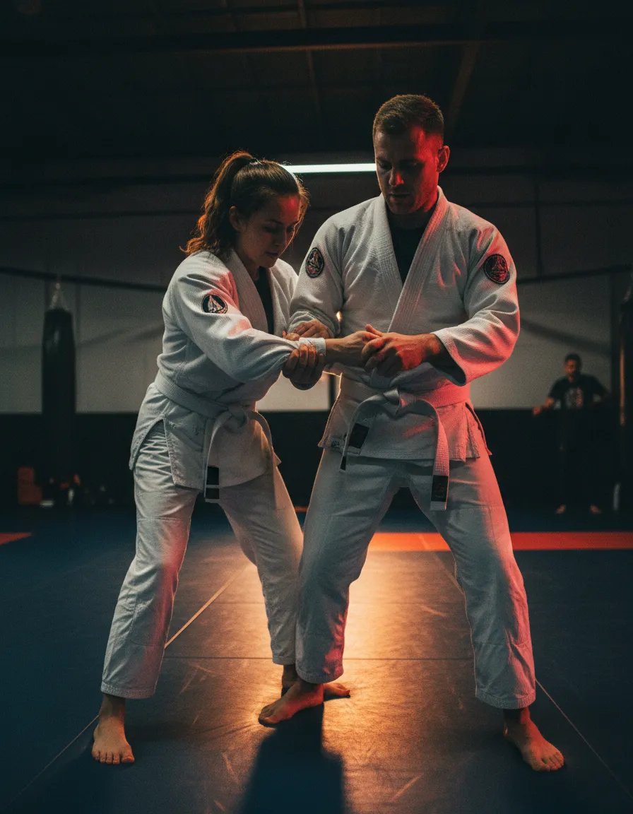 Instructor demonstrating a practical self-defense technique