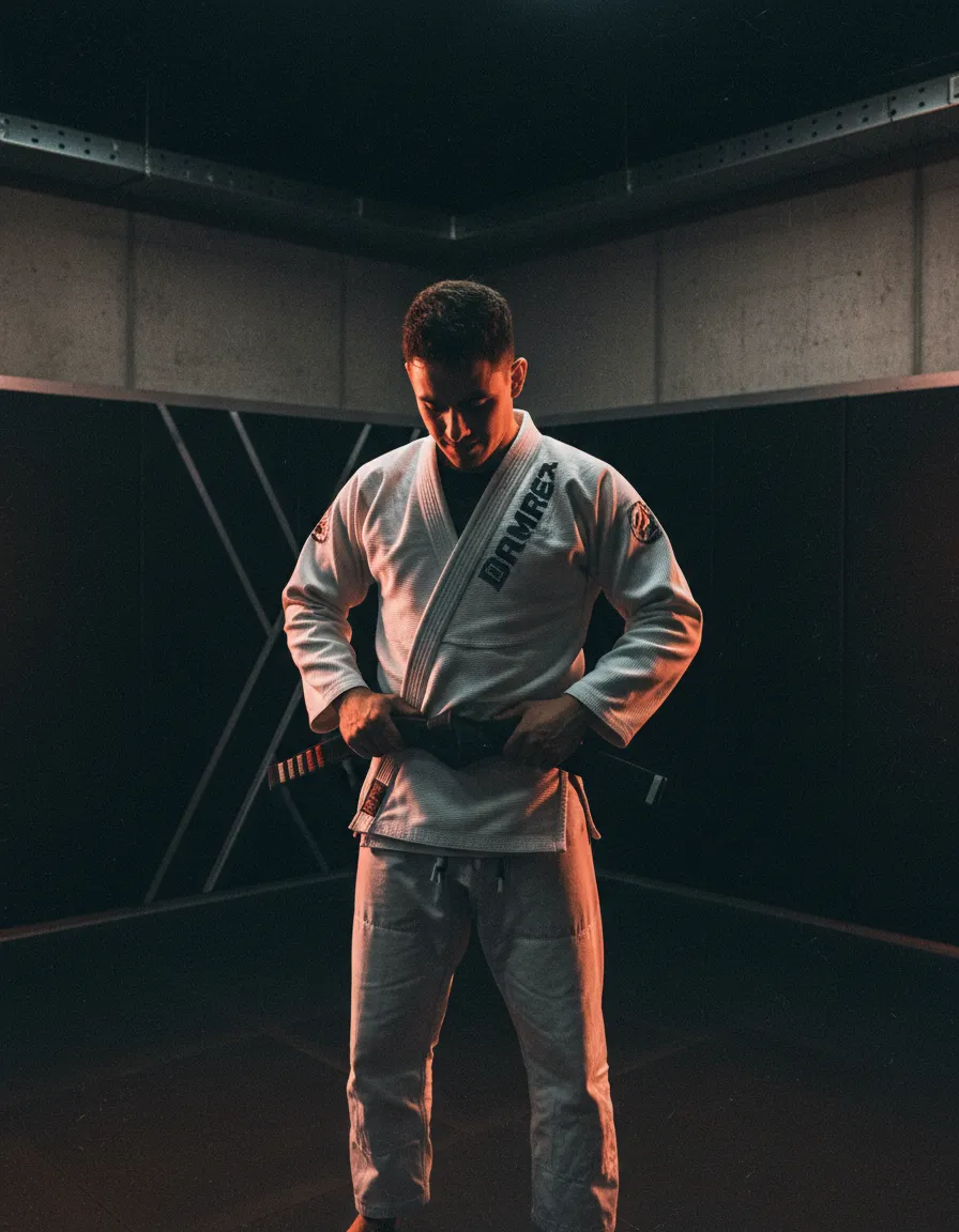 BJJ student looking focused and confident