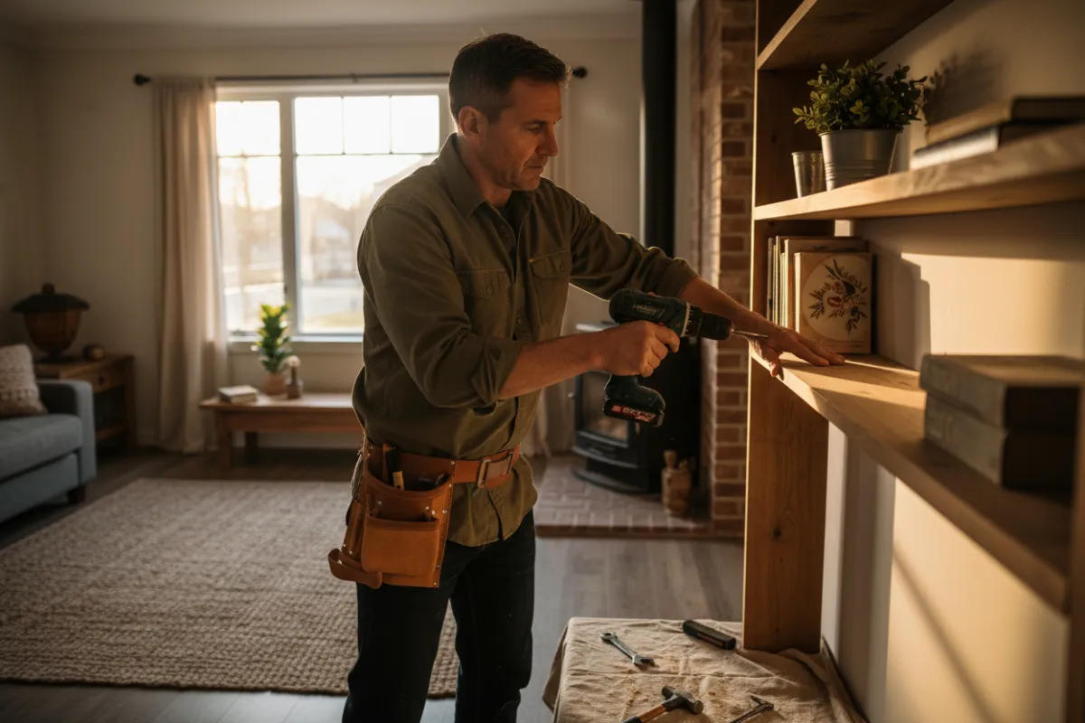 Portrait of a confident man in his 40s in a home setting