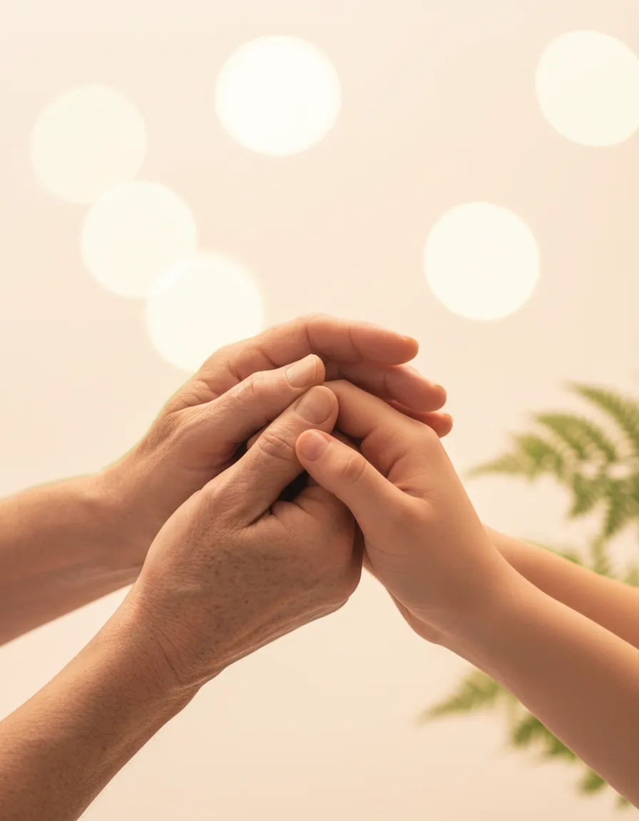 Comforting hands held together representing support and peace of mind