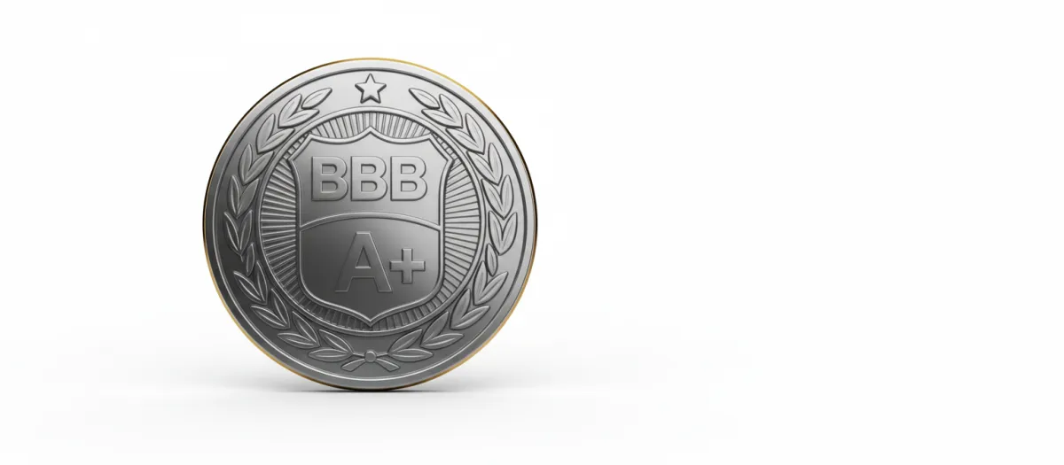 BBB A+ Rating Logo monochrome metallic