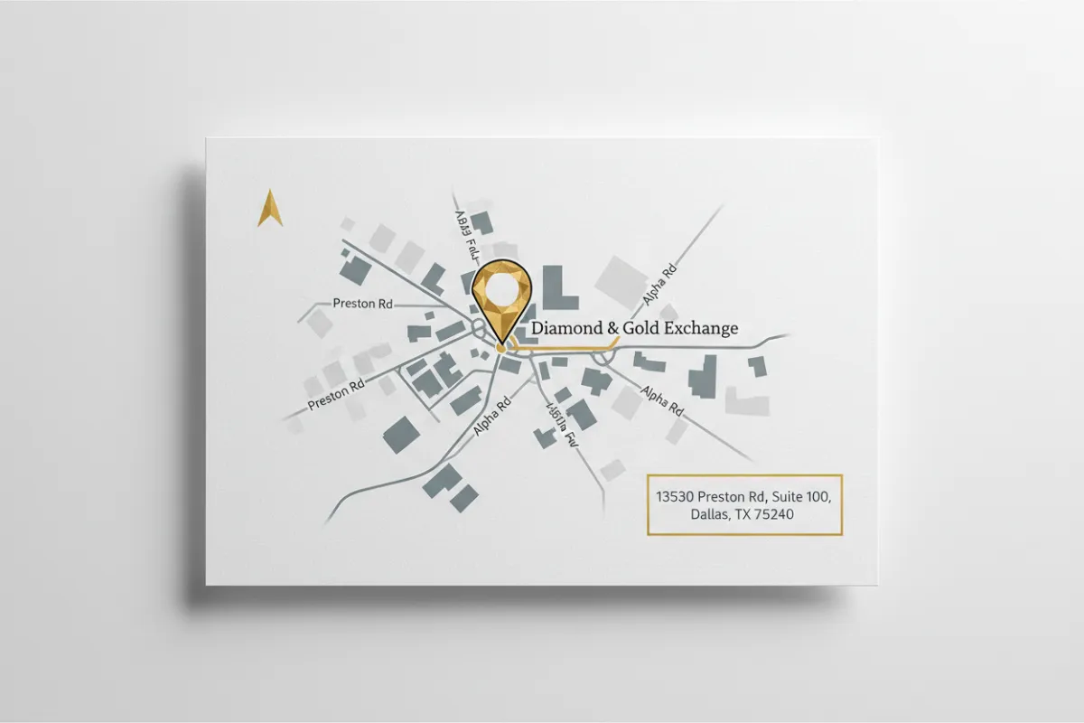 Map to Diamond & Gold Exchange Dallas Office