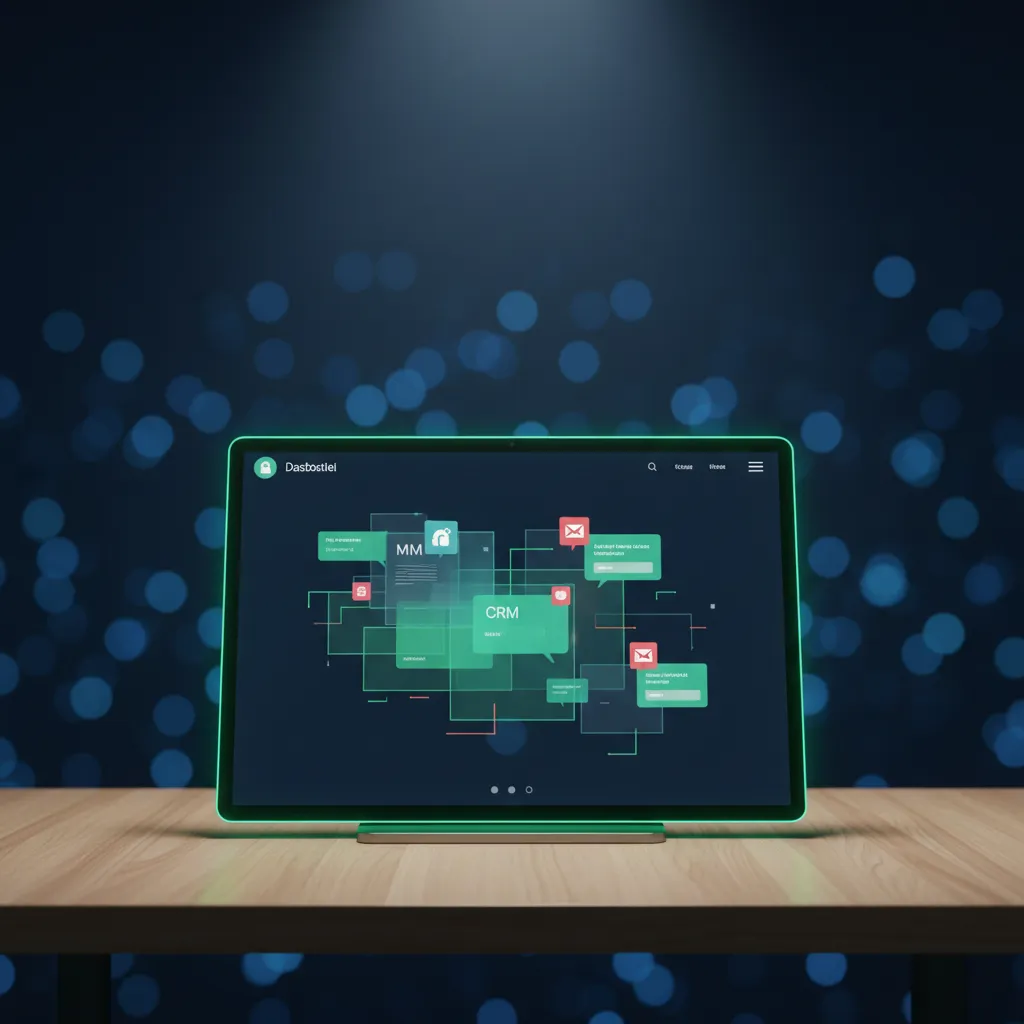 Dashboard showing CRM notifications and email alerts