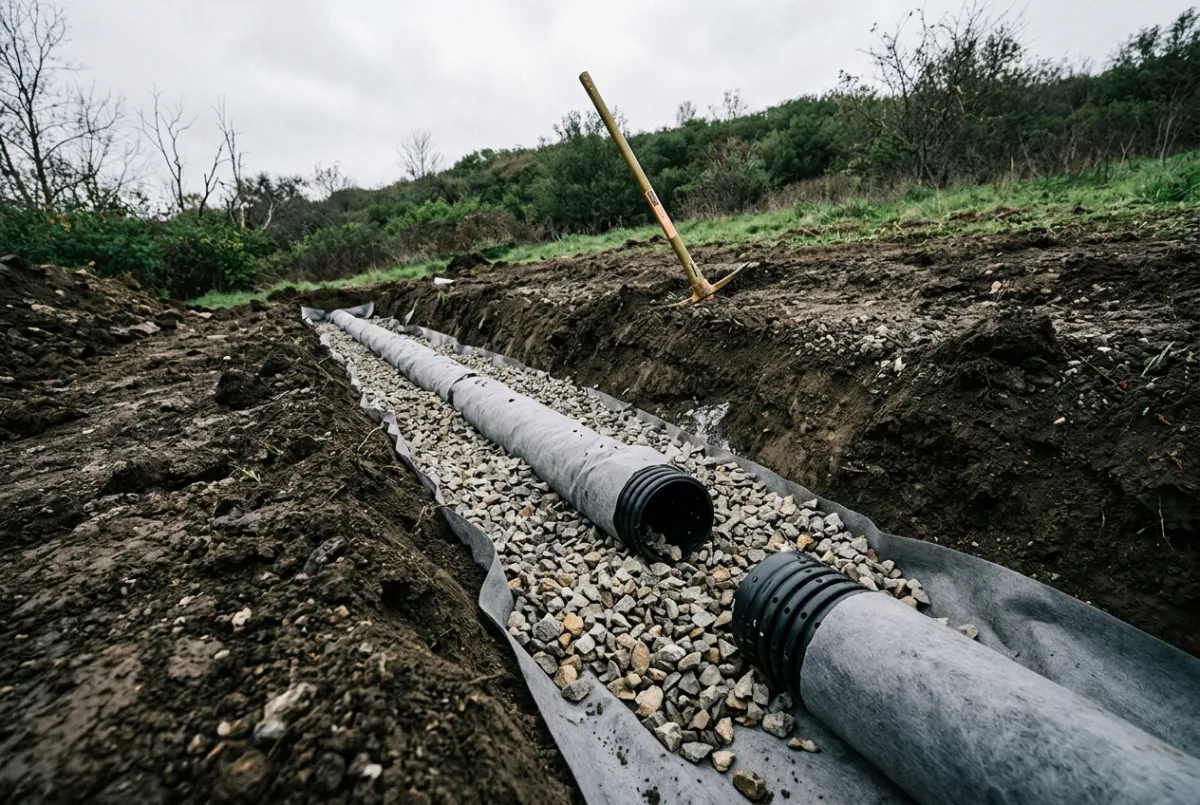 Engineered French drain and subsurface water diversion system