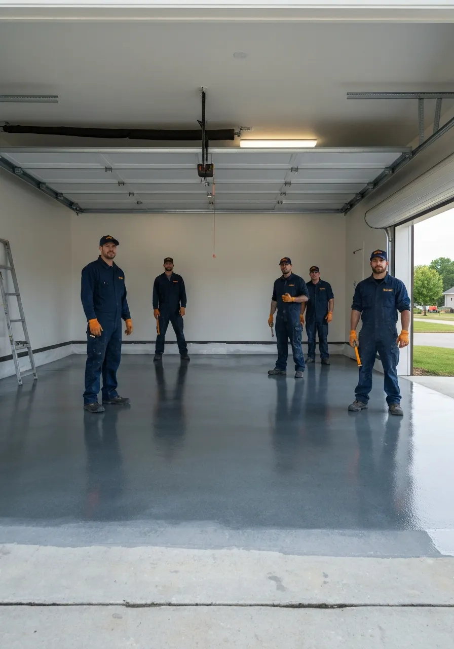 Local 502 Epoxy crew installing an industrial floor in La Grange, KY