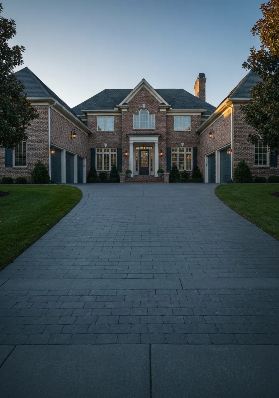 Stately residential exterior in Indian Hills with premium epoxy driveway