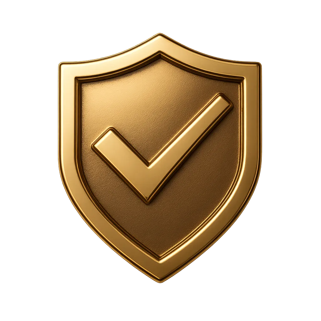 Gold trust shield emblem for showroom finish