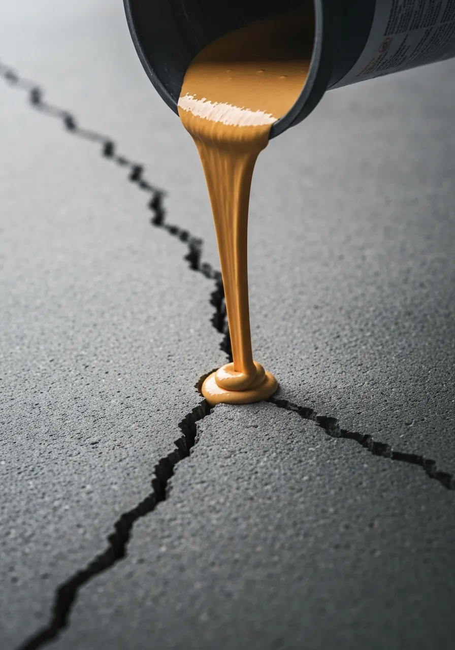 Filling concrete cracks with polyurea compound
