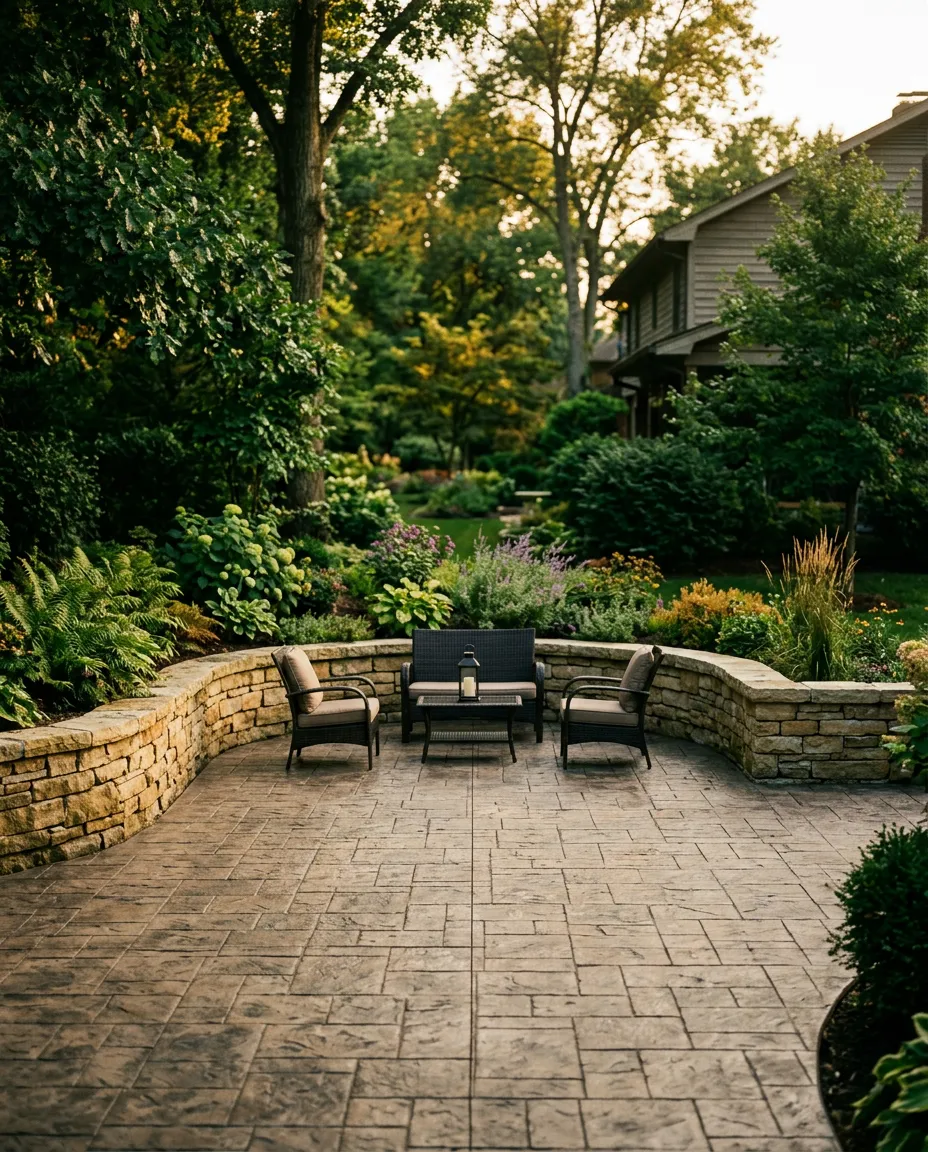 Master-crafted natural stone paver patio and outdoor living space completed in Jeffersontown KY