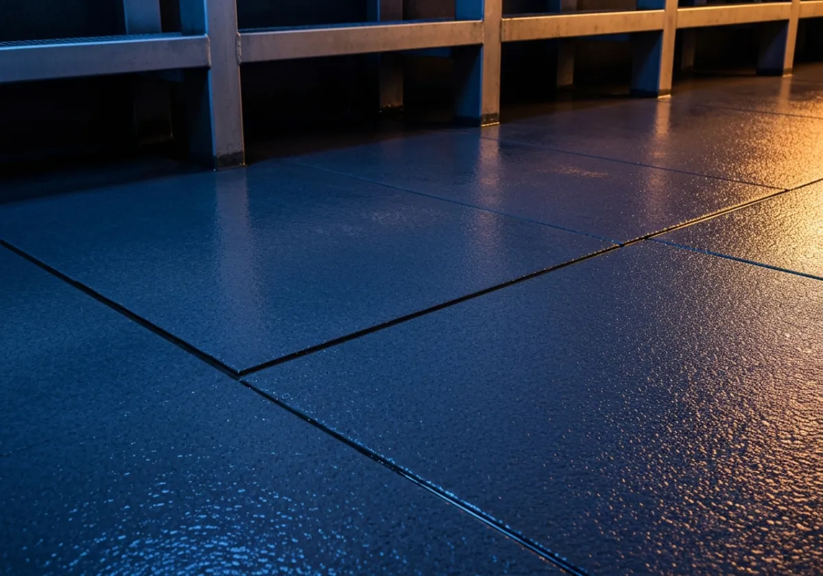 Urethane mortar floor in a washbay
