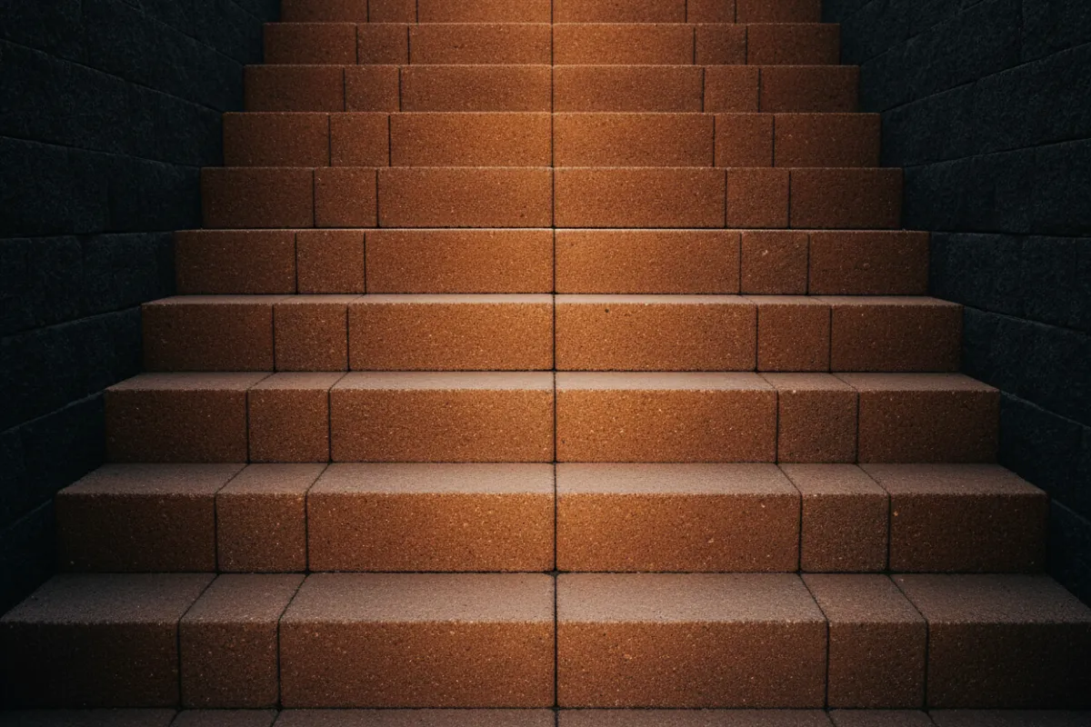 Full-color photo of structurally secure interlocking paver steps with textured surface