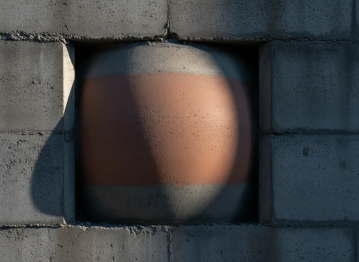 Detail of a retaining wall bowing and bulging in the center