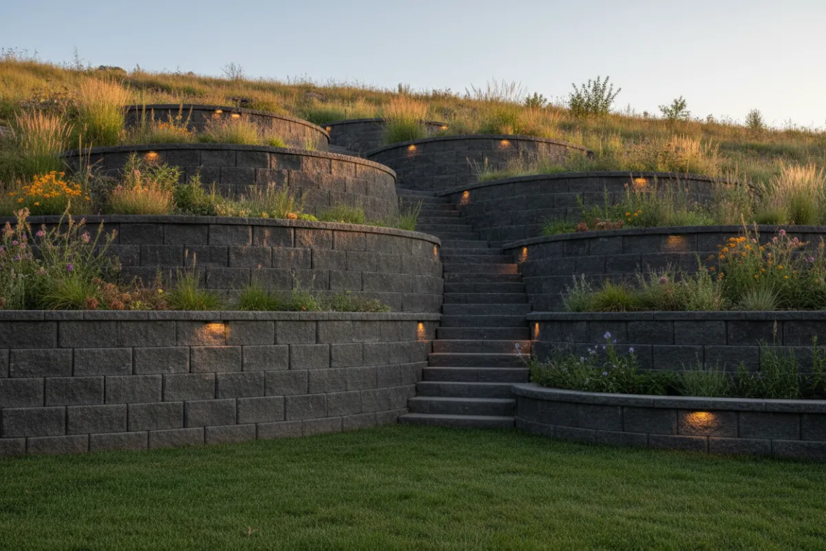 Tiered retaining wall project in Indian Hills