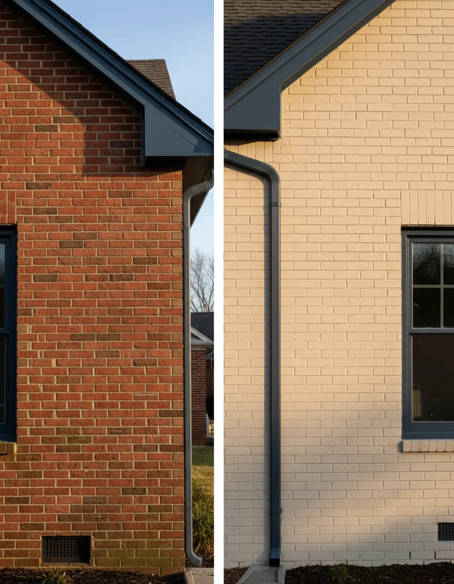 Before/After Exterior brick painting — Anchorage, KY
