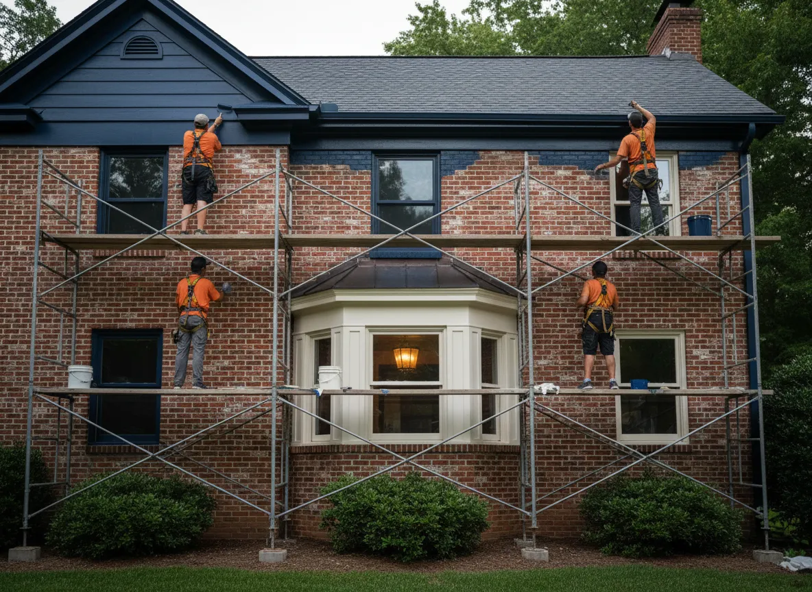 Exterior painting on a brick home in Crescent Hill, Louisville KY by PM Painting LLC