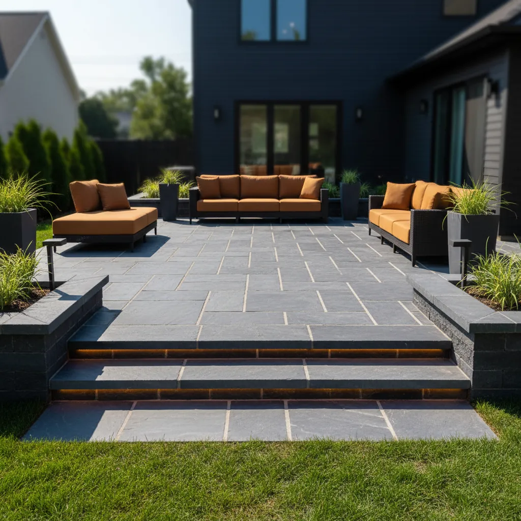 Paver patio installation for a new construction home in Middletown