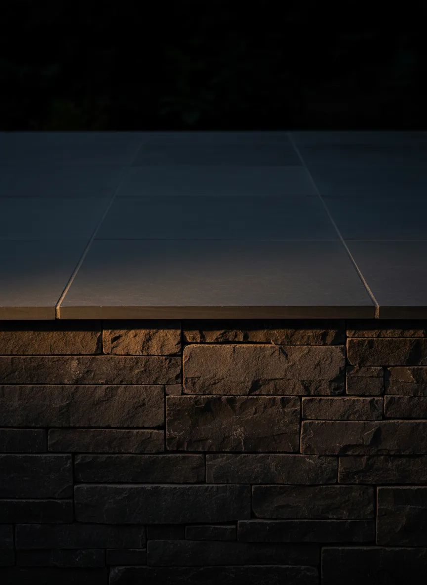 Completed patio edge showing structural integrity