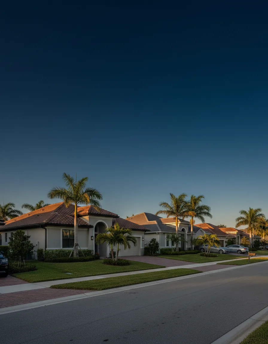 Photorealistic view of a well-maintained local residential neighborhood in Broward County