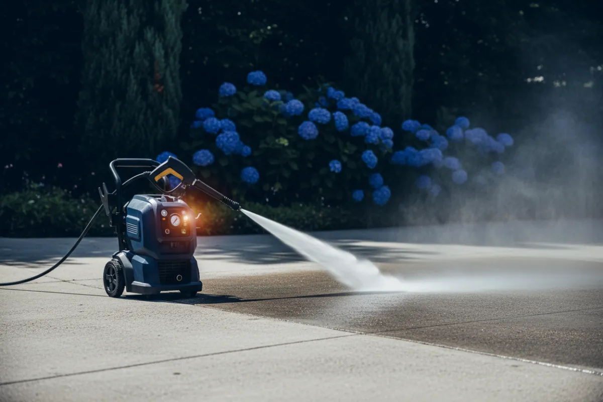 Deep cleaning driveways with pressure washer
