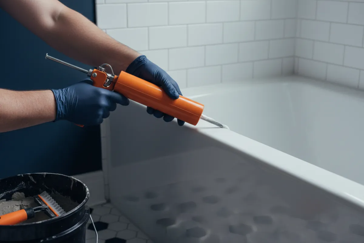 Restoring bathroom with fresh grout and caulking