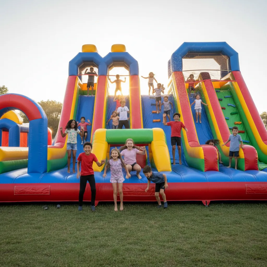 Kids of various ages having fun