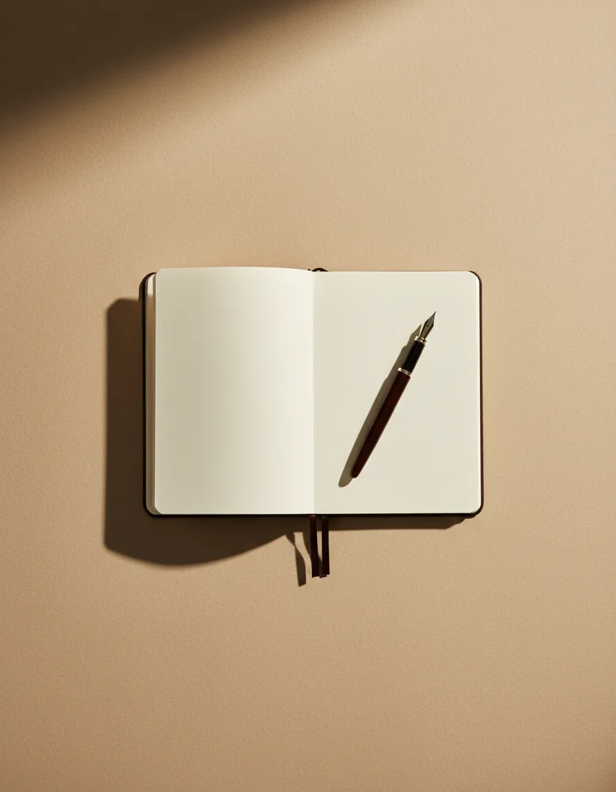 Notebook and pen on desk