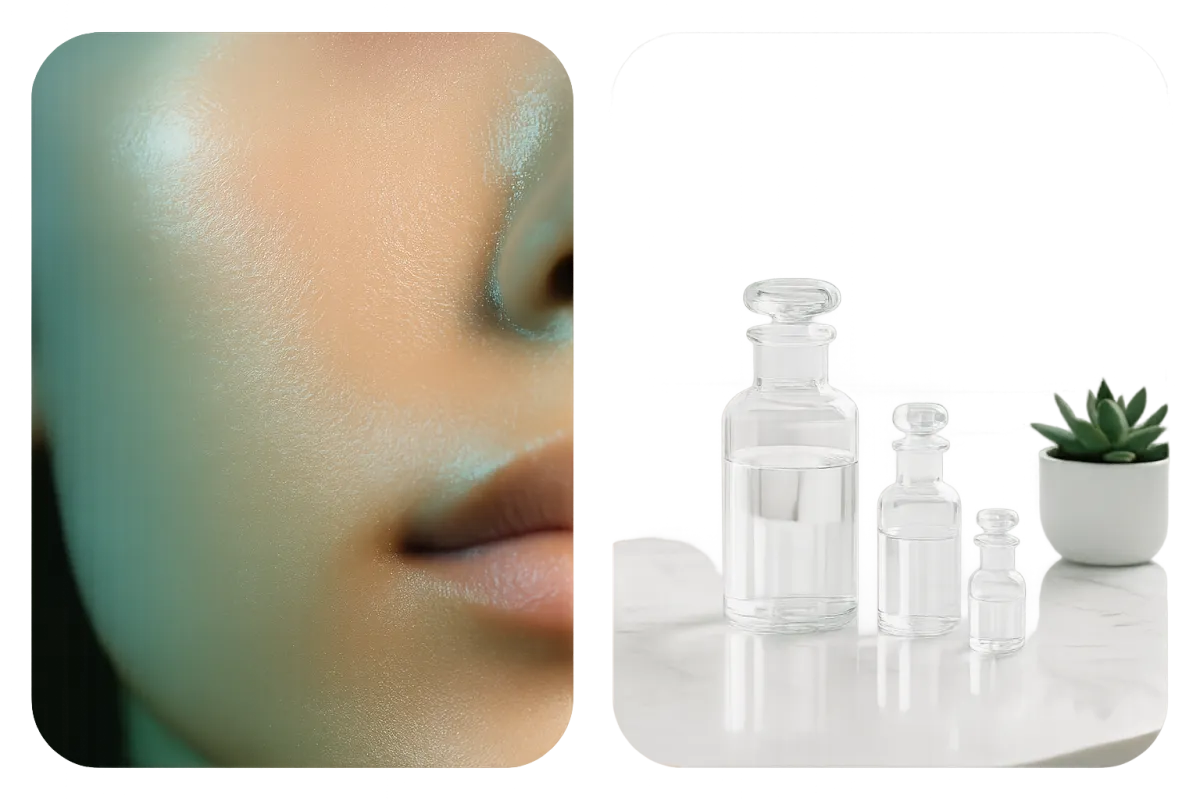Composite of pristine skin texture and a professional medical consultation
