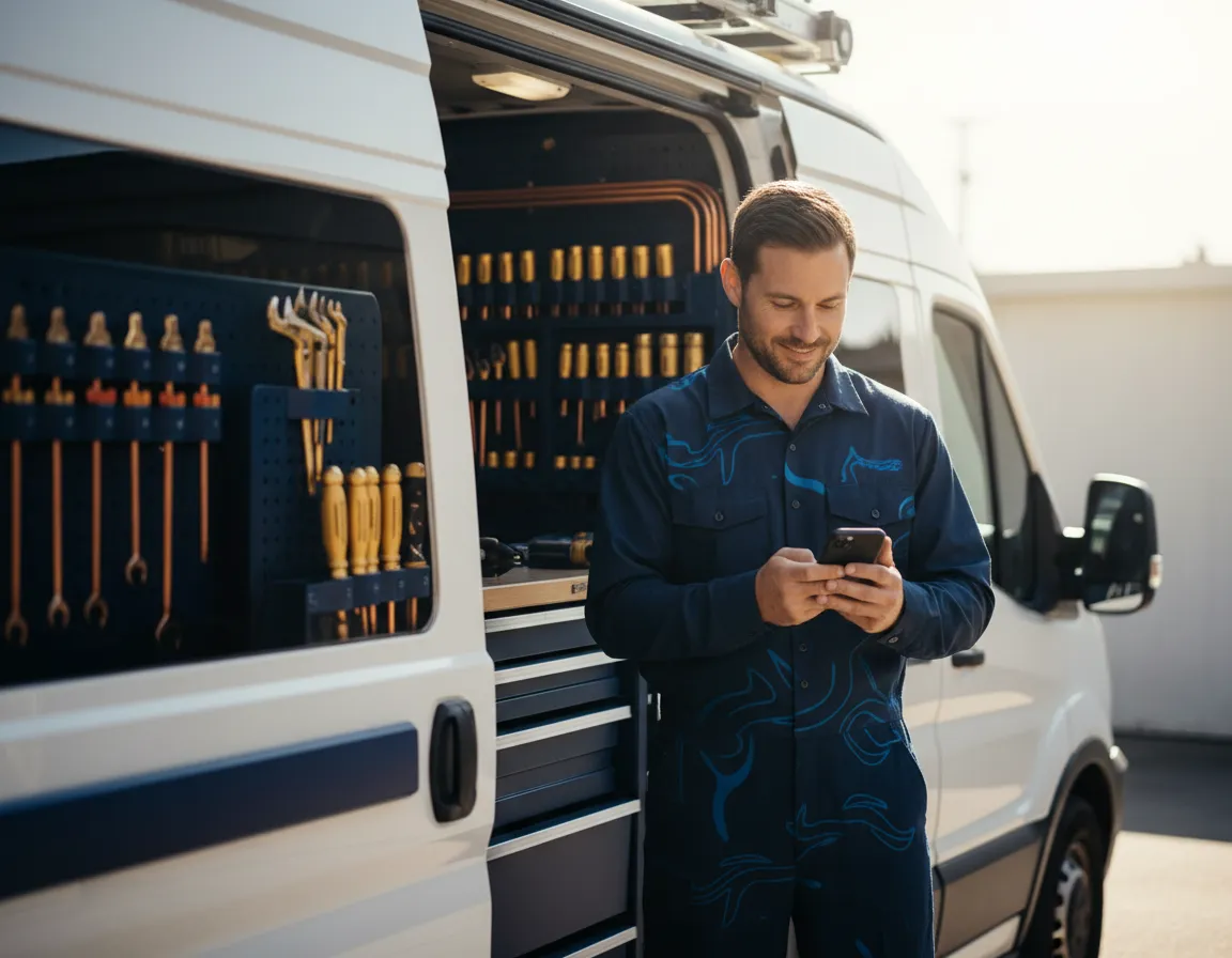 Plumber answering a call or missed call dashboard