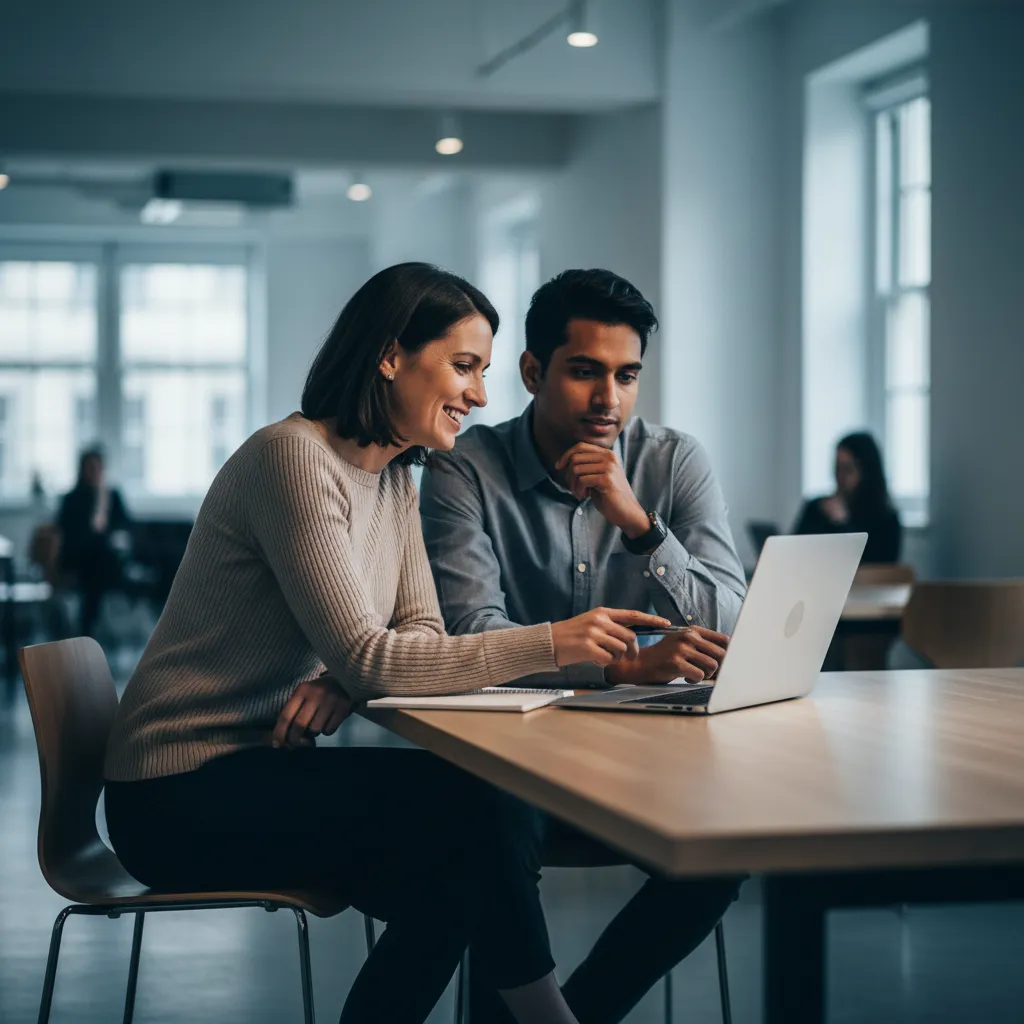 Career coach helping student with job search