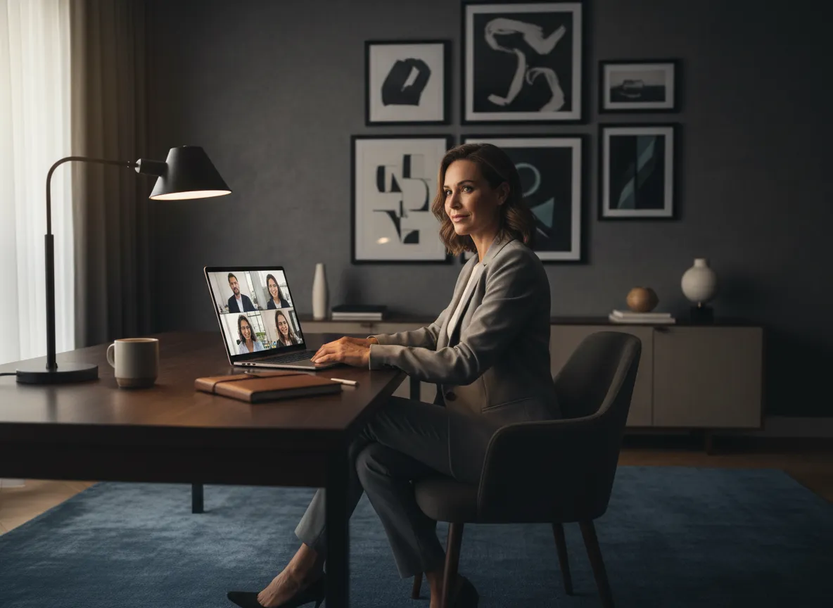 Executive virtual assistant collaborating remotely