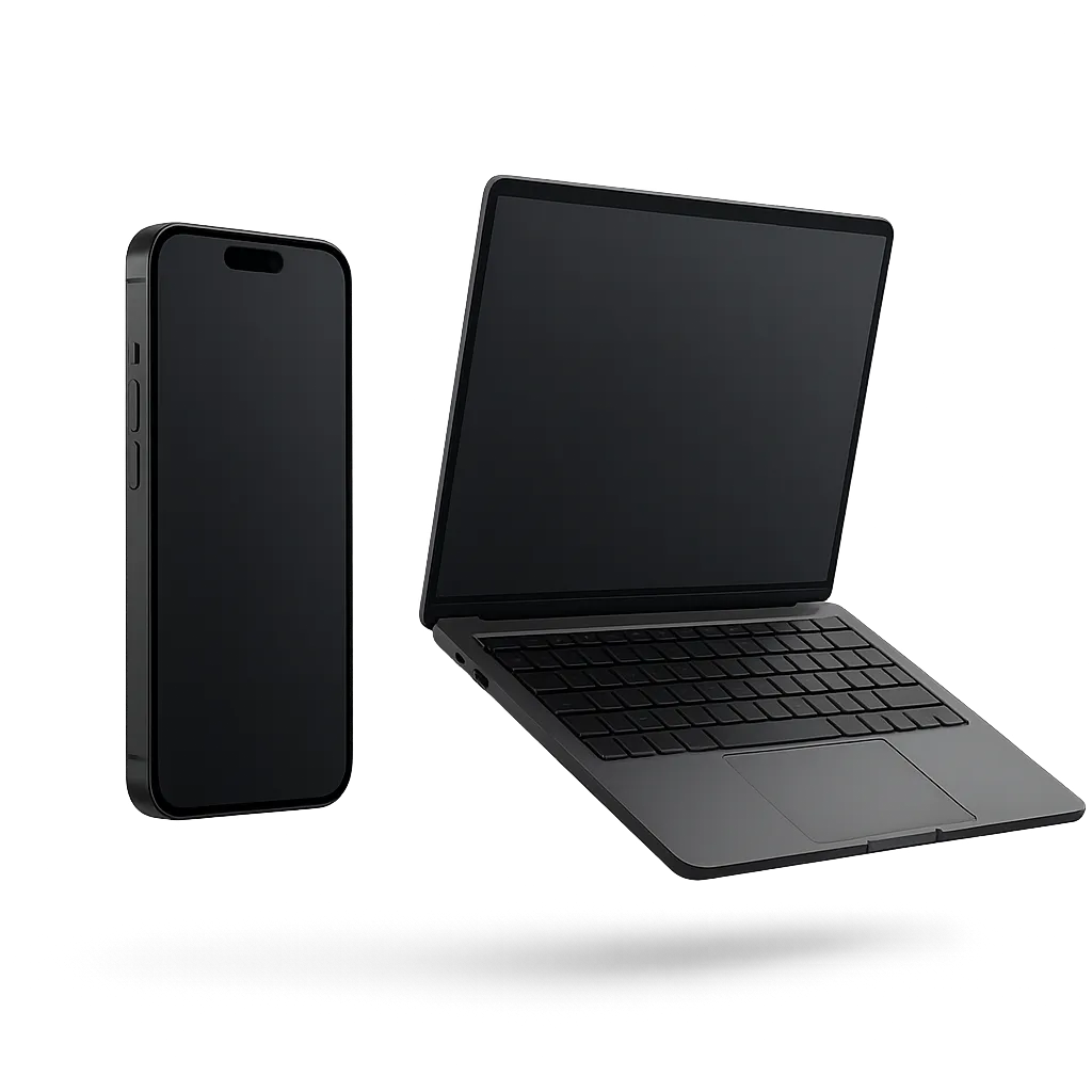 Clean laptop and mobile device mockup displaying an organized operations dashboard for trade businesses