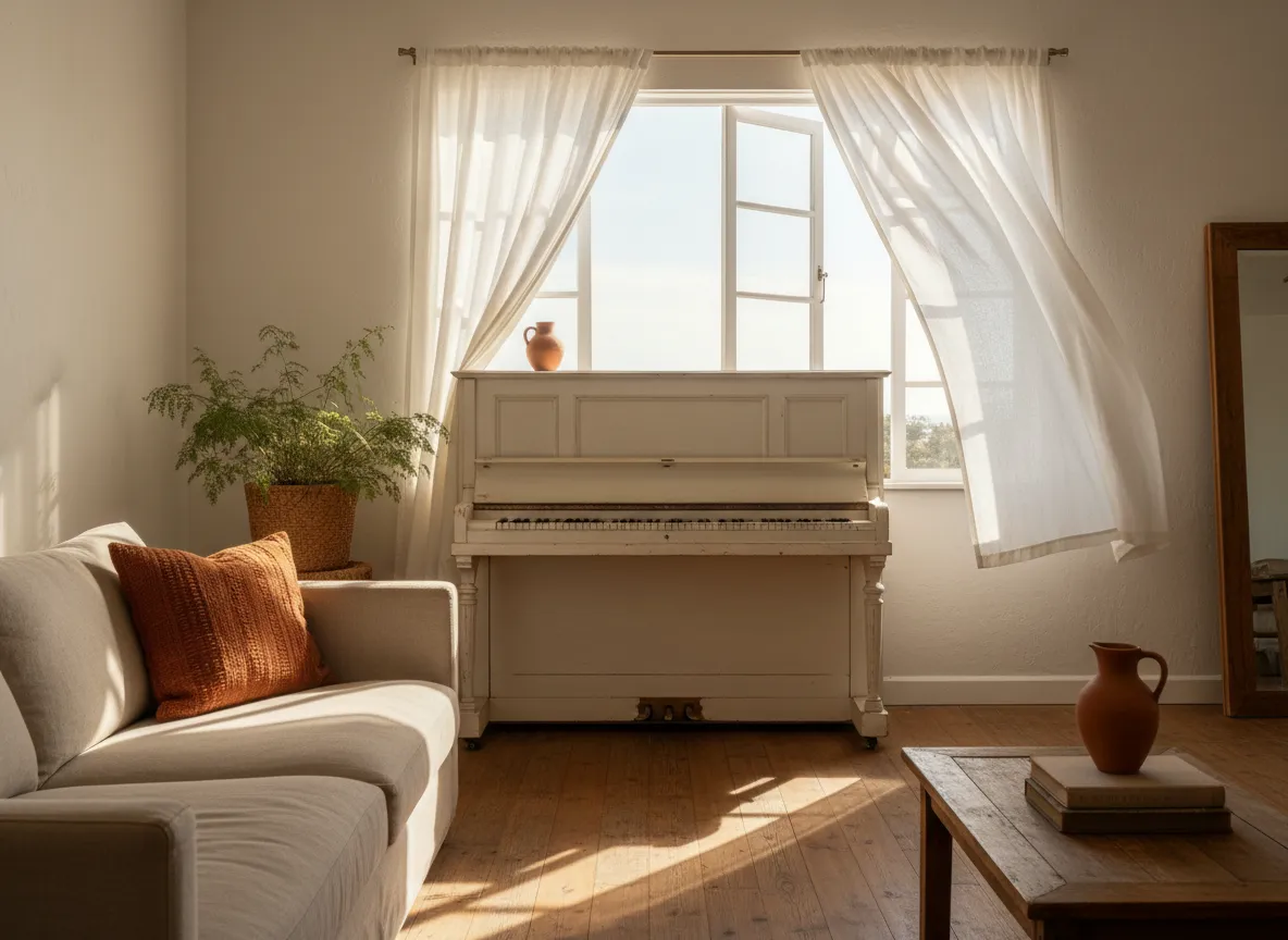 Piano in a coastal home