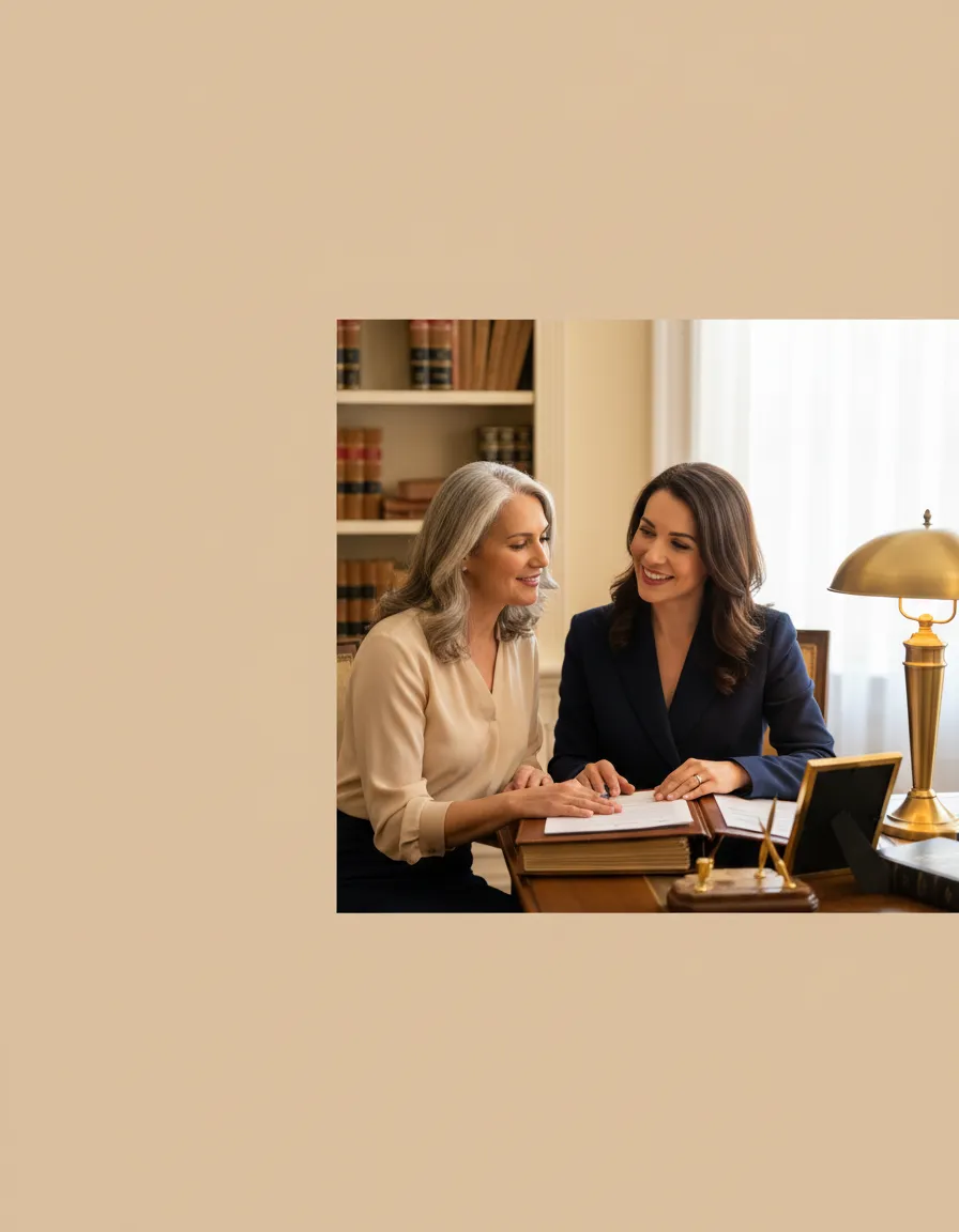Professional attorney reviewing case file in office