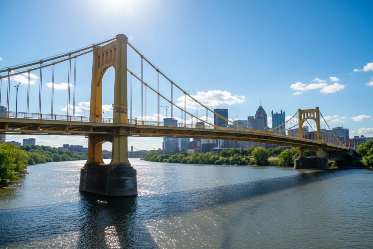Pittsburgh skyline with residential neighborhood in foreground