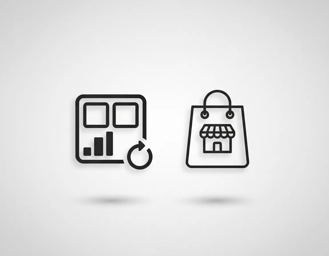Black and white icons for CRM and ecommerce tools